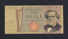 REPUBBLICA ITALIANA RARA RARA 1000 LIRE VERDI SECONDO TIPO CARTA OCRA