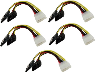 4-Pin Molex to 2 x SATA Power Y Splitter Computer HDD/SSD Adapter Cable (5-Pack)