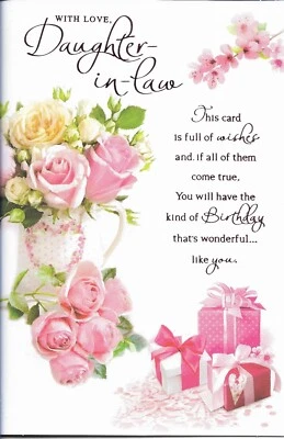 SIMON ELVIN DAUGHTER IN LAW BIRTHDAY GREETING CARD 9"X6" ROSES NICE VERSE