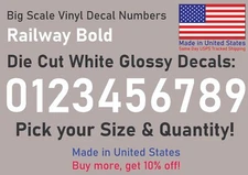 0-10 7"-32" Big Size Vinyl Die Cut Decal Numbers (White), 6Yrs Outdoor Film  