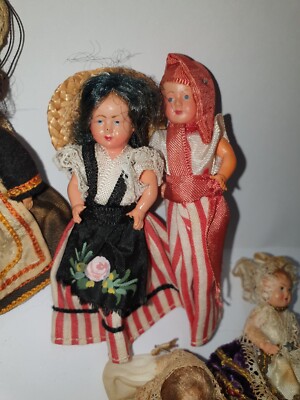 Lot De Petites Poupées Anciennes Petitcollin En Celluloïd - France Années 1960 - Mini Mannequins