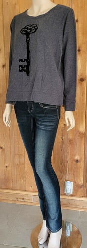 Style & Co. - Printed Key Long Sleeve Pullover Sweatshirt - GIRLS - L - Gray - Picture 12 of 12