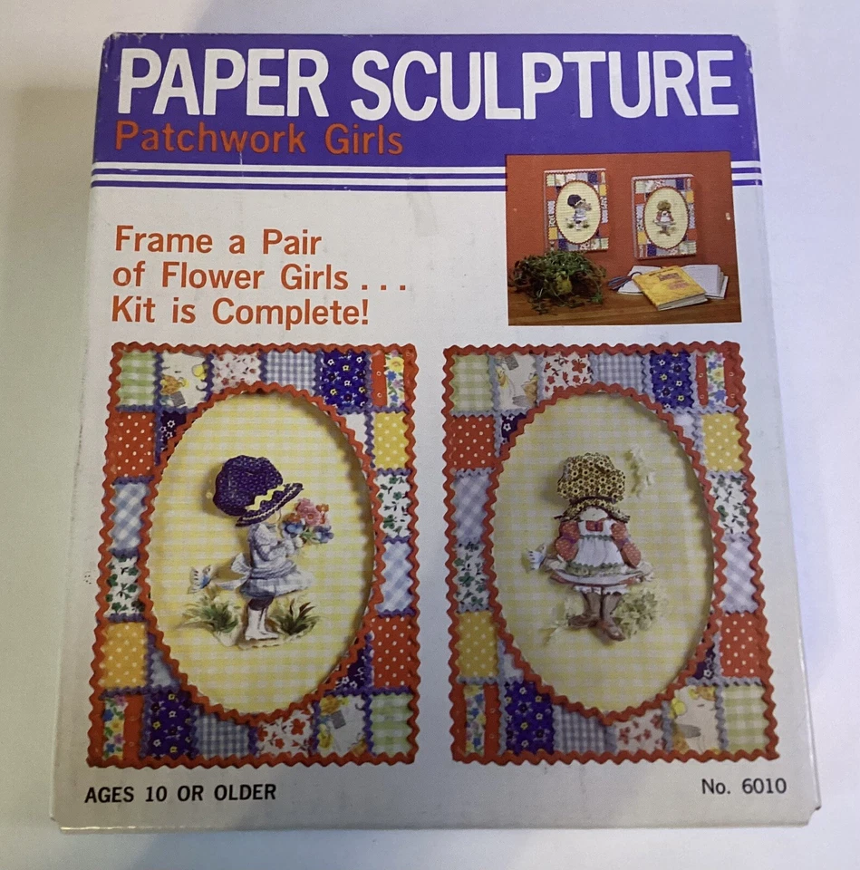 Kit de retazos de escultura de papel Holly Hobbie 1974 vintage para niñas para 2 cajas de sombra Foto 2 de 4