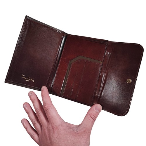 Portafoglio da viaggio vintage Pierre Cardin donna pelle marrone arruffato 6" x4,25" - Foto 4 di 11