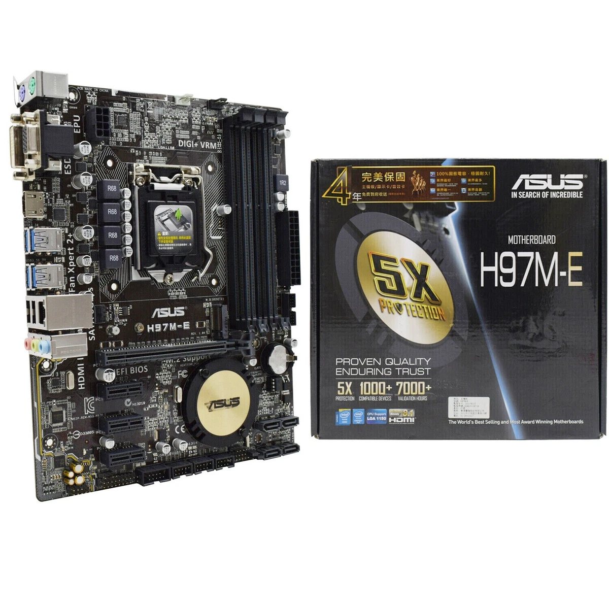 ASUS H97M-E Motherboard UATX Intel H97 LGA1150 DDR3 SATA3 M.2 HDMI.