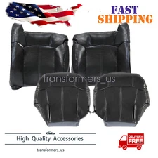 For 1999-2002 GMC Sierra 1500 2500 Both Side Leather Seat Cover Dark Gray 4PCS
