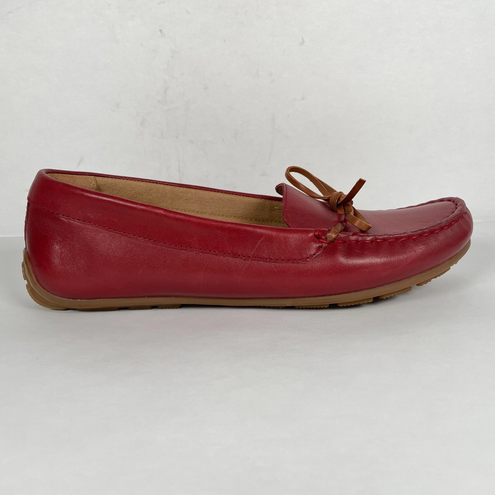 Mocassini Clarks Dameo Swing Driving da donna taglia 10 M scarpe slip on in pelle rossa