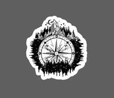 Mountain Compass Sticker Hike Waterproof Outdoor Travel Nature Gift NEW