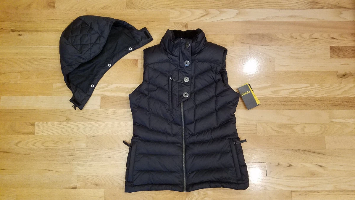 Cabelas Casper Womens 650 Down Puffer Vest Hooded Sleeveless