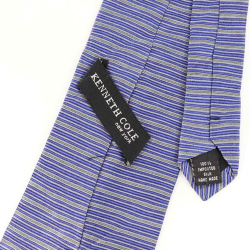 Kenneth Cole Blue Striped Men's Neck Tie - Picture 2 of 4