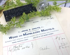 Antique John E. Crate Wood Marbleized Mantels Invoice Receipt Chicago IL 1891