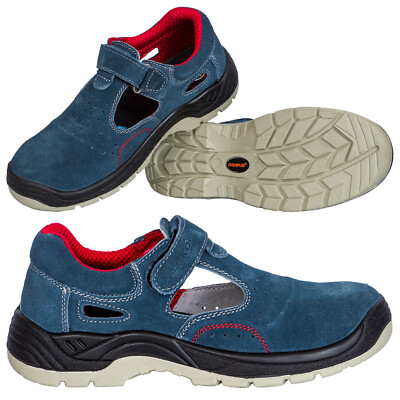 Sicherheitssande Sommer Arbeitssandale Wildleder Blau Klettverschluss (Asko-S1)