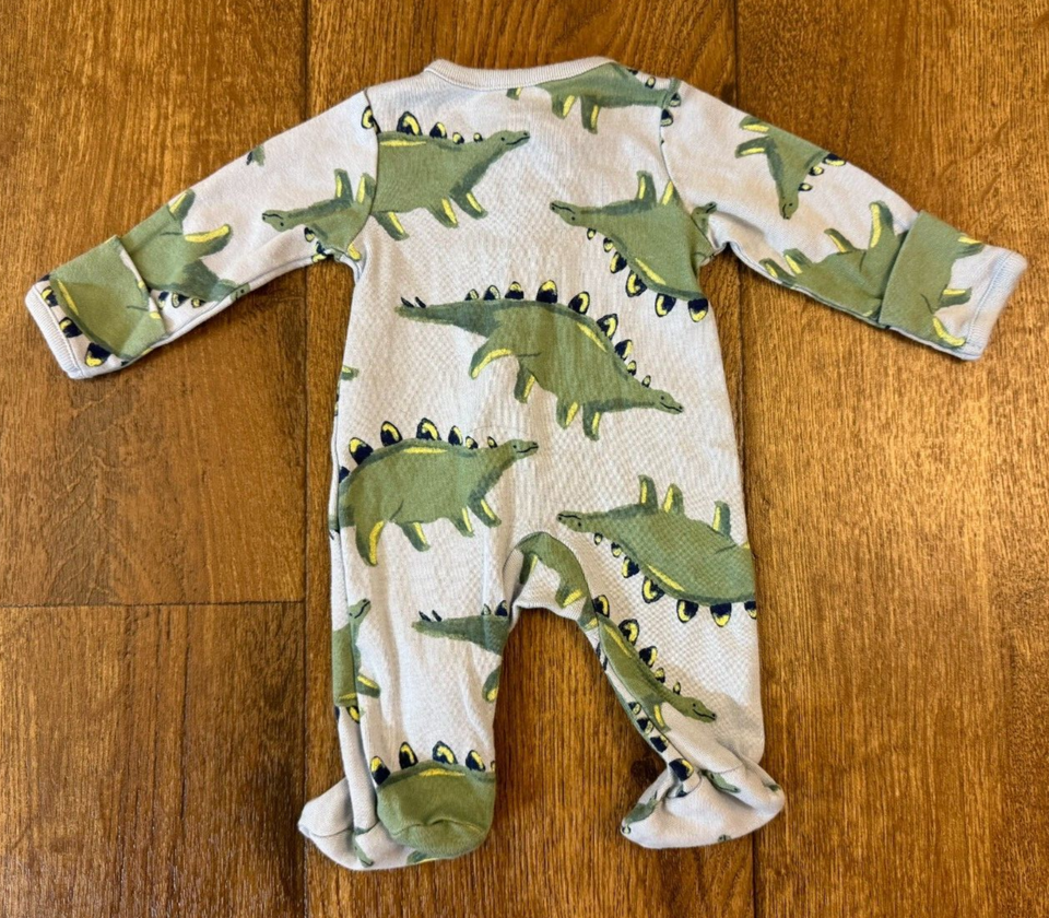 Carters Preemie Baby Boy Sleeper Dinosaur Outfit Blue Green Cotton