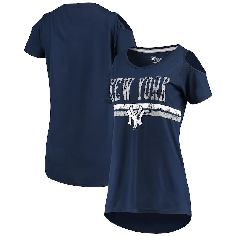 New York Yankees Women's Cold Shoulder Scoopneck Tee New With Tags
