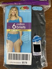 Fruit Of The Loom Cotton Briefs Womens Size 3XL Black 6 Pack New In Package
