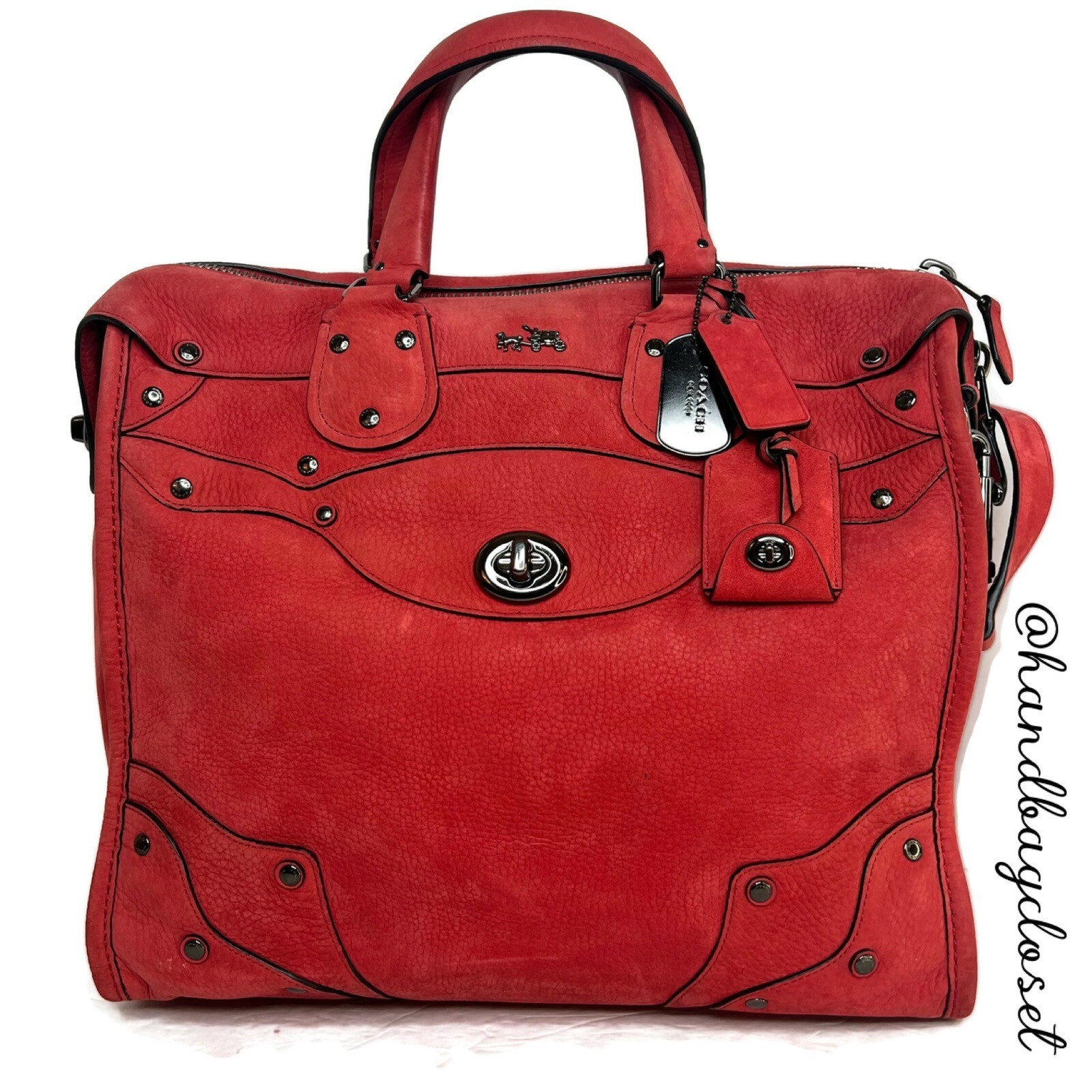 Coach Elevated Rhyder 33 Red Pebbled Suede Leather Sh… - Gem