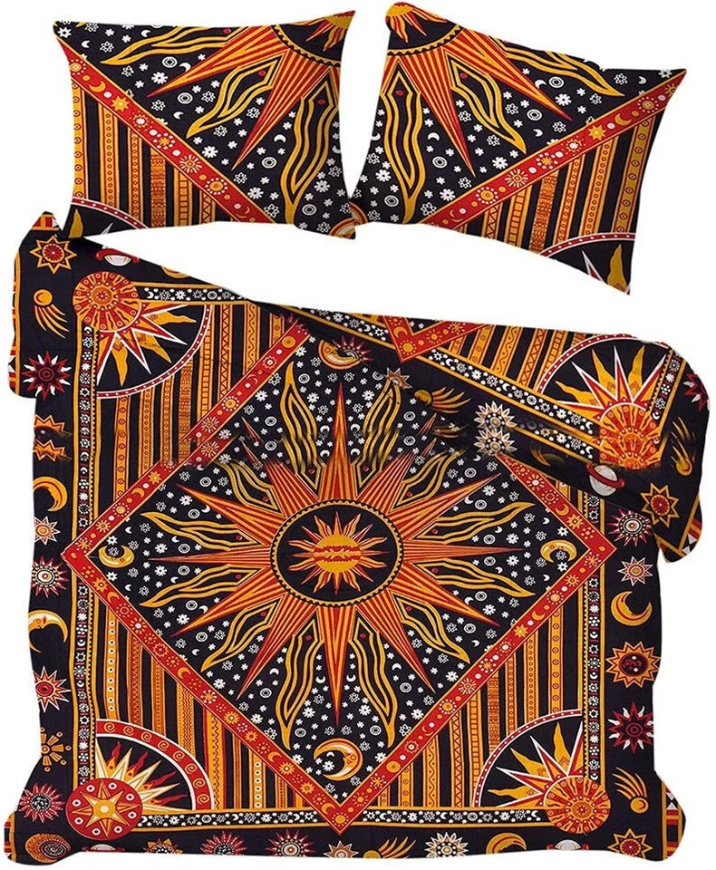 Bedding Set Queen Size Duvet Cover Mandala Hippie Gypsy Indian Quilt Cover Boho - Image 2 of 4