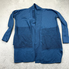 Lululemon Cardigan Sweater Womens Size 4 Blue Merino Wool Sit In Lotus Wrap II