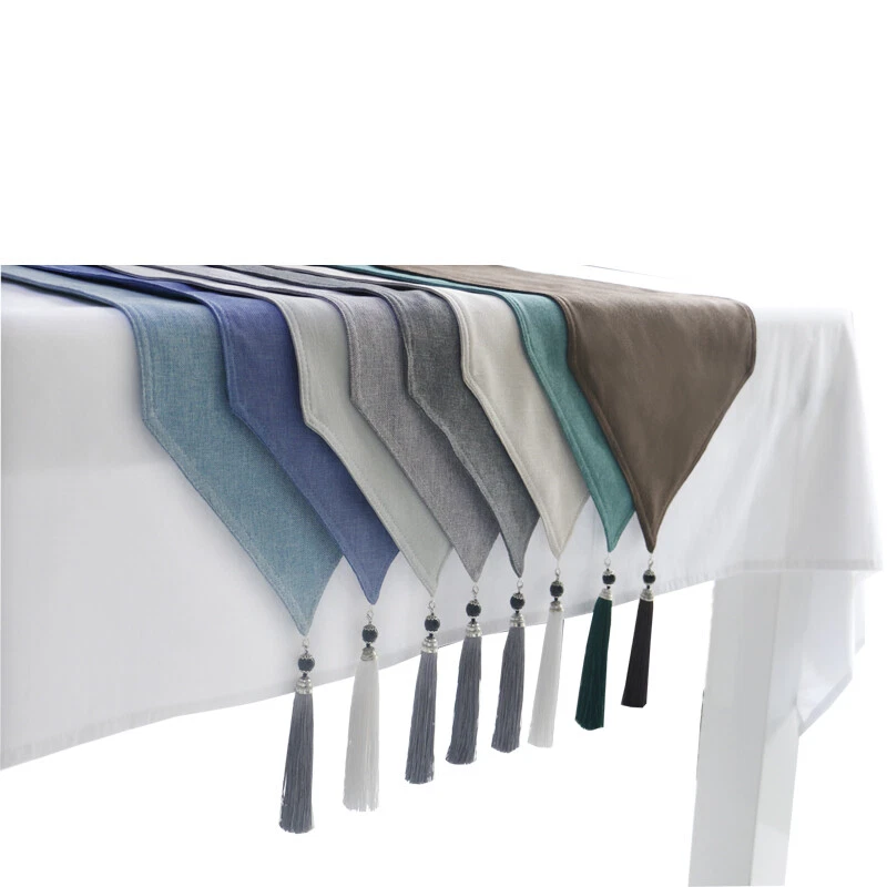 Cotton Linen Table Runner Tablecloth Pure Kitchen Dining Solid Home Decor Retro - Image 2 of 4