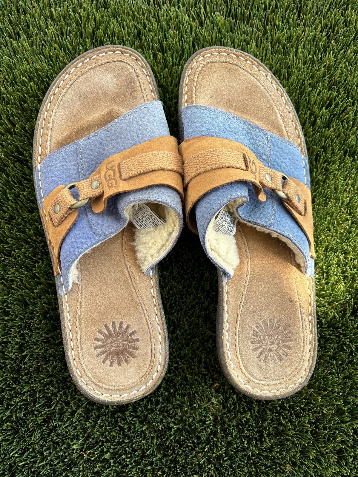 Infradito in pelle Ugg con fodera in pelle di pecora donna taglia 10 EU 44