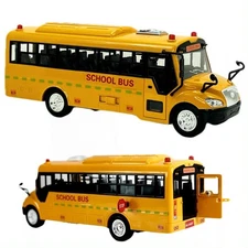 Big Daddy Huge Yellow School Bus with Lights and Cool Openable Doors Pull Bac...
