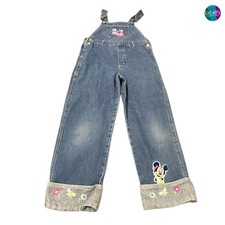 Vintage 90  s Y2K Disney Minnie Mouse Embroidered Denim Bib Overalls Kids XL 7/8 