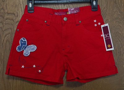 So Girl's Plus Red Bandanafly Butterfly Shorts Size 8 1/2 NWT