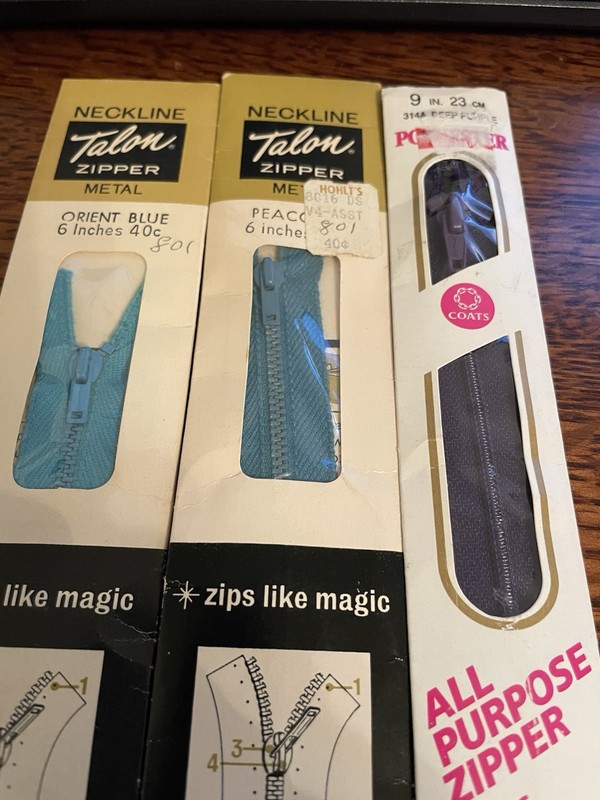 Lot Of 3 Vintage NIP Zippers Teal & Purple Talon Coats And Clarke