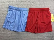 2x All In Motion Shorts Boys Medium Red Blue Mesh Athletic Elastic Waist