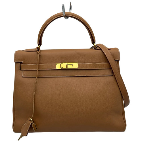 HERMES Kelly 32 Natural Courchevel Leather Shoulder Bag Square C #OKB12117