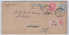 D. Reich Nr. 41 + 42 auf Zur&uuml;ck-R-Brief mit K1 KORK 17.4.85 nach WILLST&Auml;TT 218