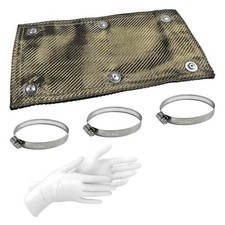 Titanium Pipe Shield, 6" x 12" Exhaust Heat Guard Cover with Gloves  Hose