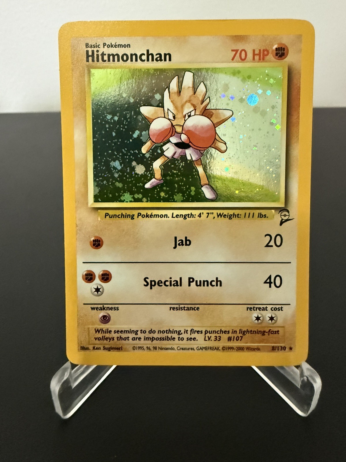 Hitmonchan 008/130 Pokemon Base Set 2 Holo 