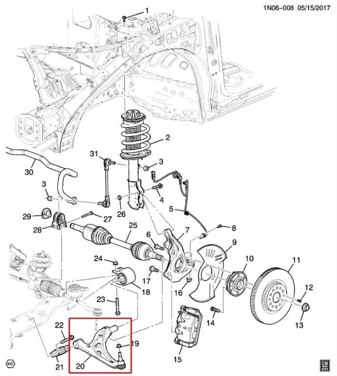 Brazo de control inferior delantero derecho lado pasajero Chevrolet Blazer 2LT 19-24 84892166 Foto 2 de 4