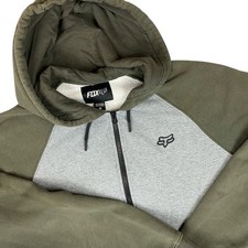 Fox Racing Full Zip Hoodie Men s M Green Gray Fleece Moto MTB