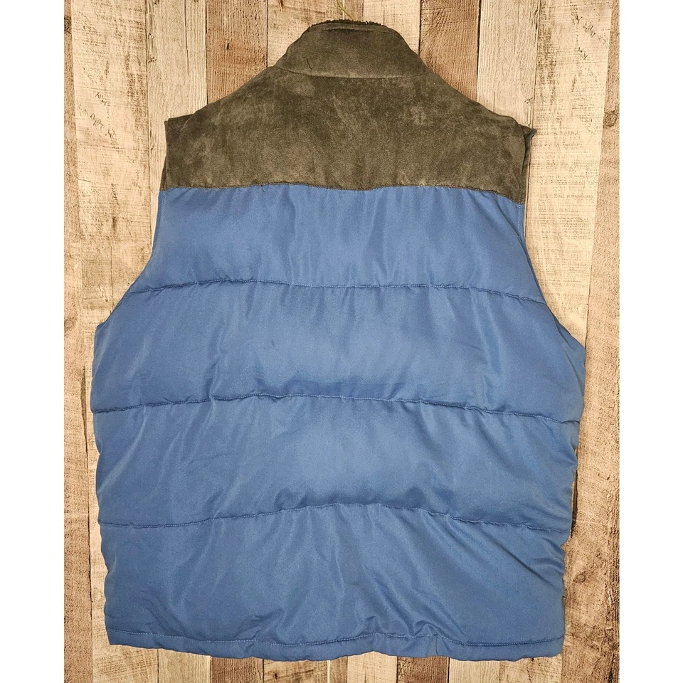 COLEMAN 蓝色 Puffer VEST 人造麂皮绒毛皮全拉链男式尺寸 2XL XXL 野营礼物 — 第 2/4 张图片