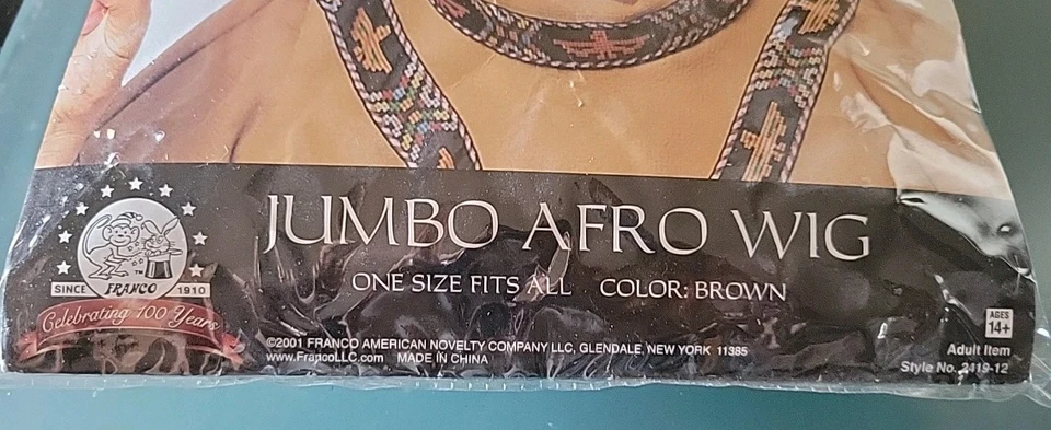 Peluca Afro Jumbo Costume Culture Vintage Años 70 Pelo Disco Marrón OSFA Foto 2 de 4