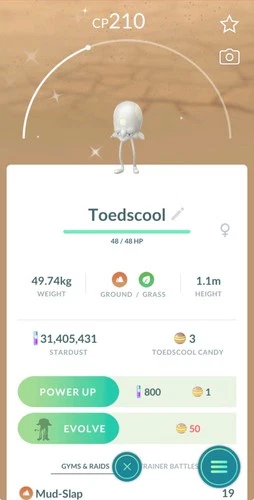 AMAZING!!! ✨ SHINY TOEDSCOOL!!! ✨ - PKMN GO!!! - NON REGISTERED!!!