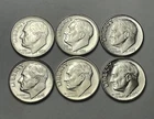 6 Silver Roosevelt 10C Dimes 1950 1956 & Four 1959 Mixed Mints