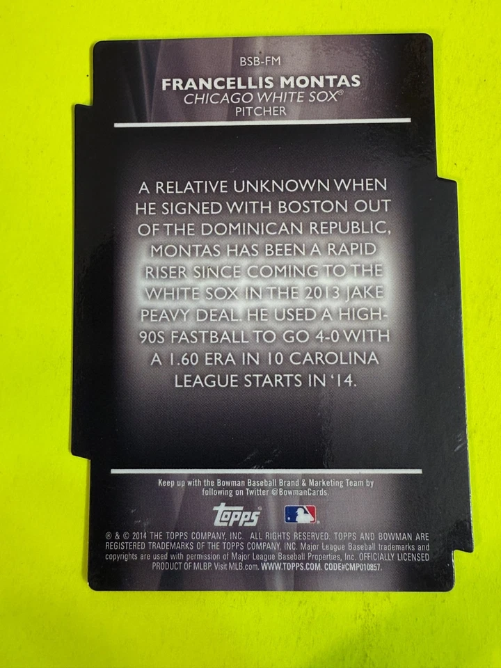 68971 2014 Bowman Chrome Scouts Breakout Die-Cut X-Fractor Francellis Montas /99 - Image 2 of 3