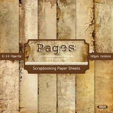 24 Sheets 6'' Vintage Paper Pad Scrapbooking Cardstock Junk Journal Making Craft