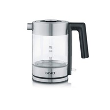 GRAEF Wasserkocher aus Glas + Edelstahl WK300 Glaswasserkocher 1 Liter 2000 Watt
