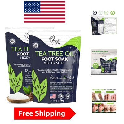 Tea Tree Oil Foot Soak - Soothes Sore Feet & Softens Calluses Naturally (2x16oz)