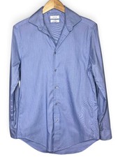 CALVIN KLEIN Steel Button Down Shirt Sz 15/32-33 Slim Fit Blue White Checkered