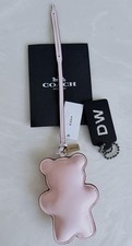 NWT COACH SOFT PINK LEATHER PUFFY TEDDY BEAR BAG CHARM CCX43