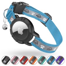 Reflective AirTag Cat Collar, Integrated Tracker Collar XS 7"-9" , Blue