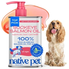 Native Pet Salmon Oil for Dogs & Cats 8oz - Omega-3 Fish Oil, Skin, Coat, Joi...