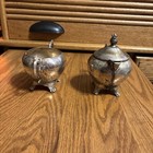 Vintage Silver, Plated, Cream, And Sugar Set With Footed Base — photo 2