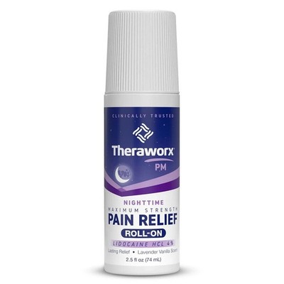 Theraworx PM Nighttime Maximum Strength Pain Relief Roll-On 2.5 oz New