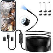Endoscope Camera with Light, 1920P HD Borescope with 8 Adjustable LED Lights,...